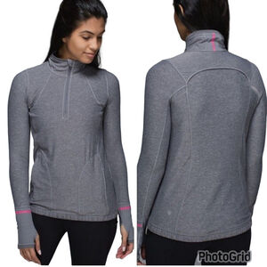 Lululemon Size 10 Pace Pusher 1/2 Zipper Pink Grey Pullover Top Running